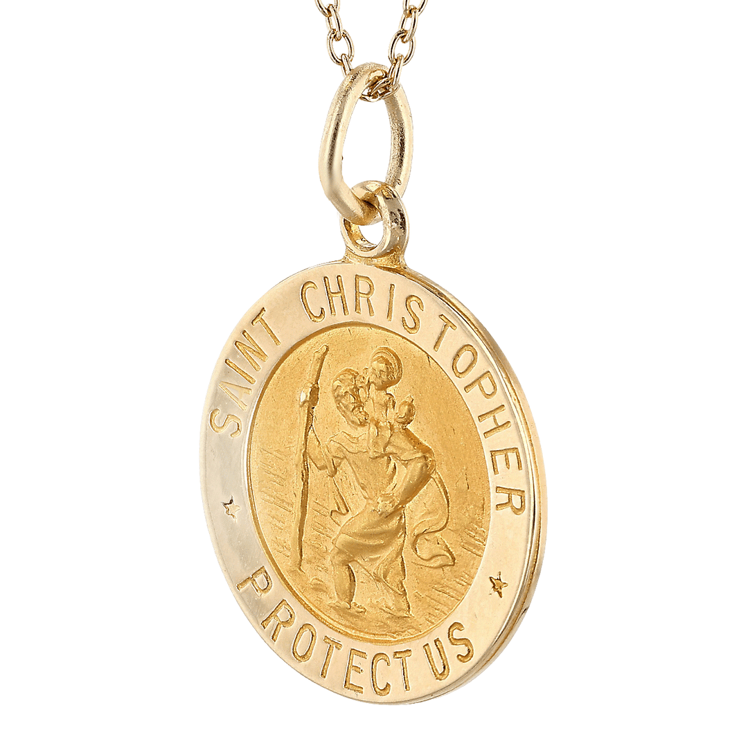 St. Christopher 14k Yellow Gold Pendant with Chain