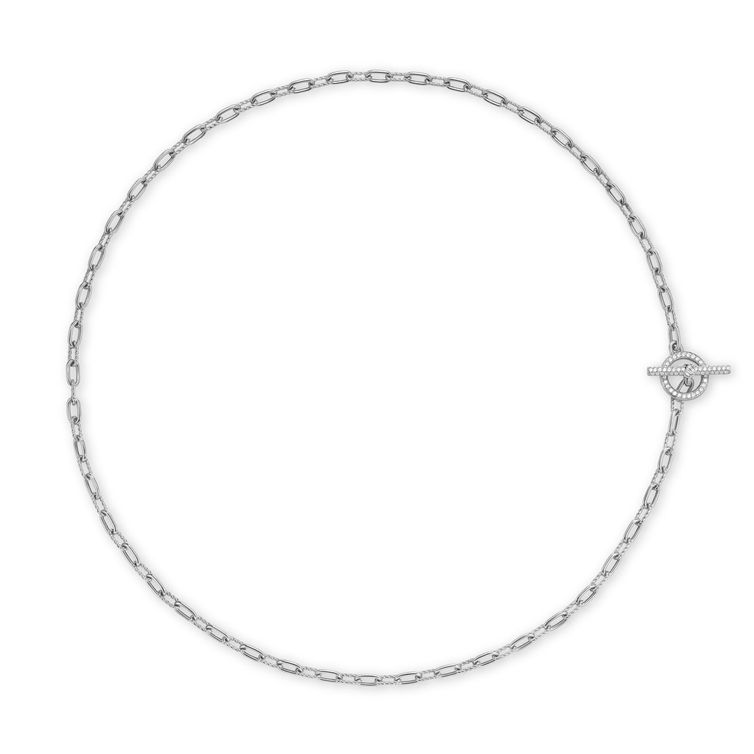 David Yurman Madison Pavé Toggle Chain Necklace Sterling Silver with Diamonds, 3mm