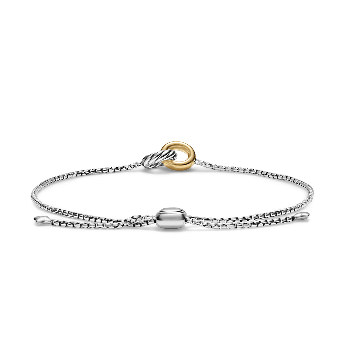 David Yurman Petite Cable Linked Bracelet Sterling Silver with 14k Yellow Gold, 15mm