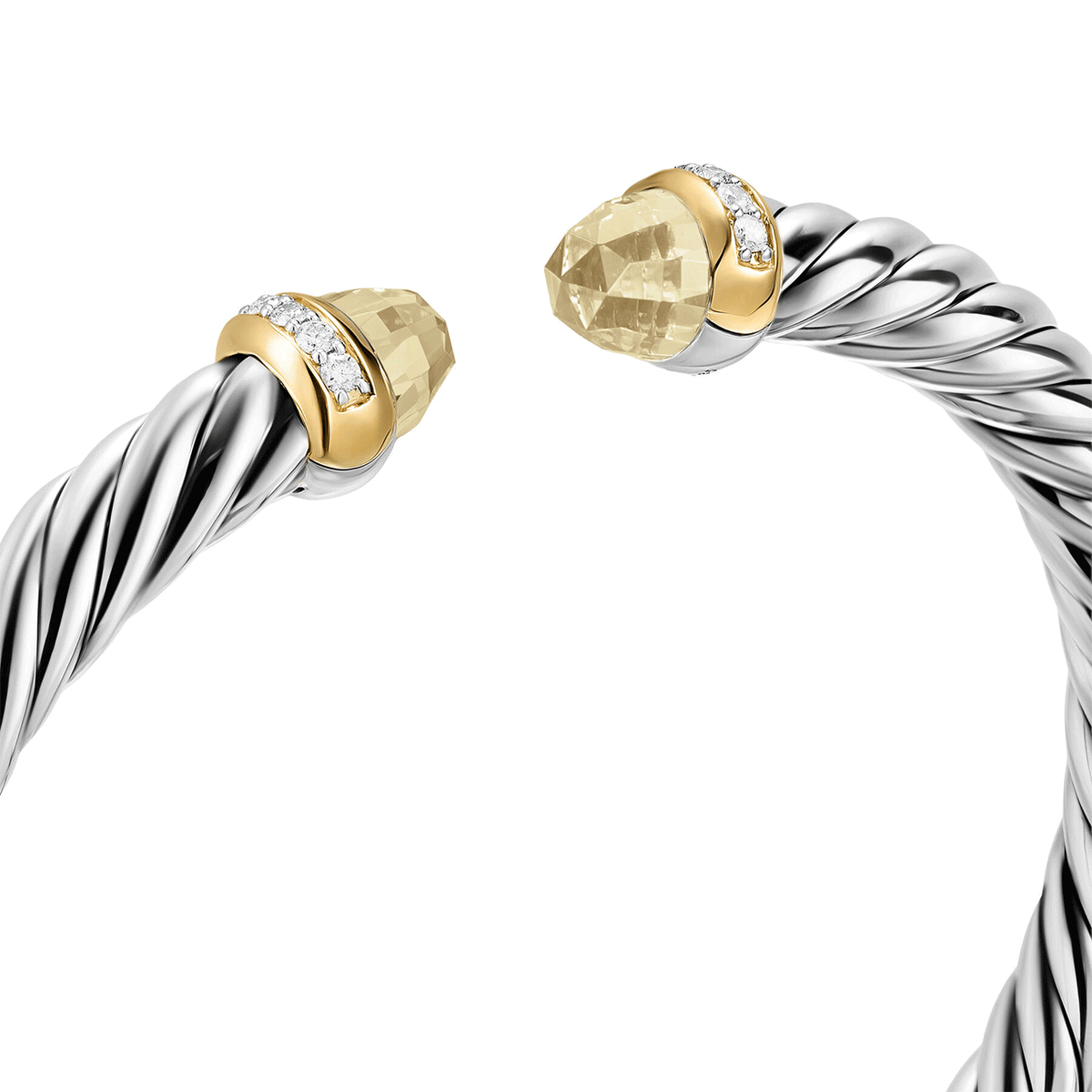 David Yurman Sterling Silver with Citrine and Diamonds, 6mm Cable Flex® Bracelet