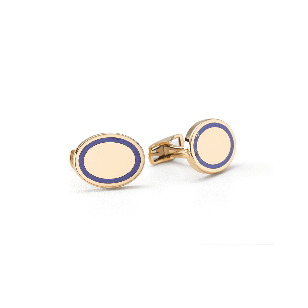 18k Yellow Gold Oval and Lapis Cufflinks
