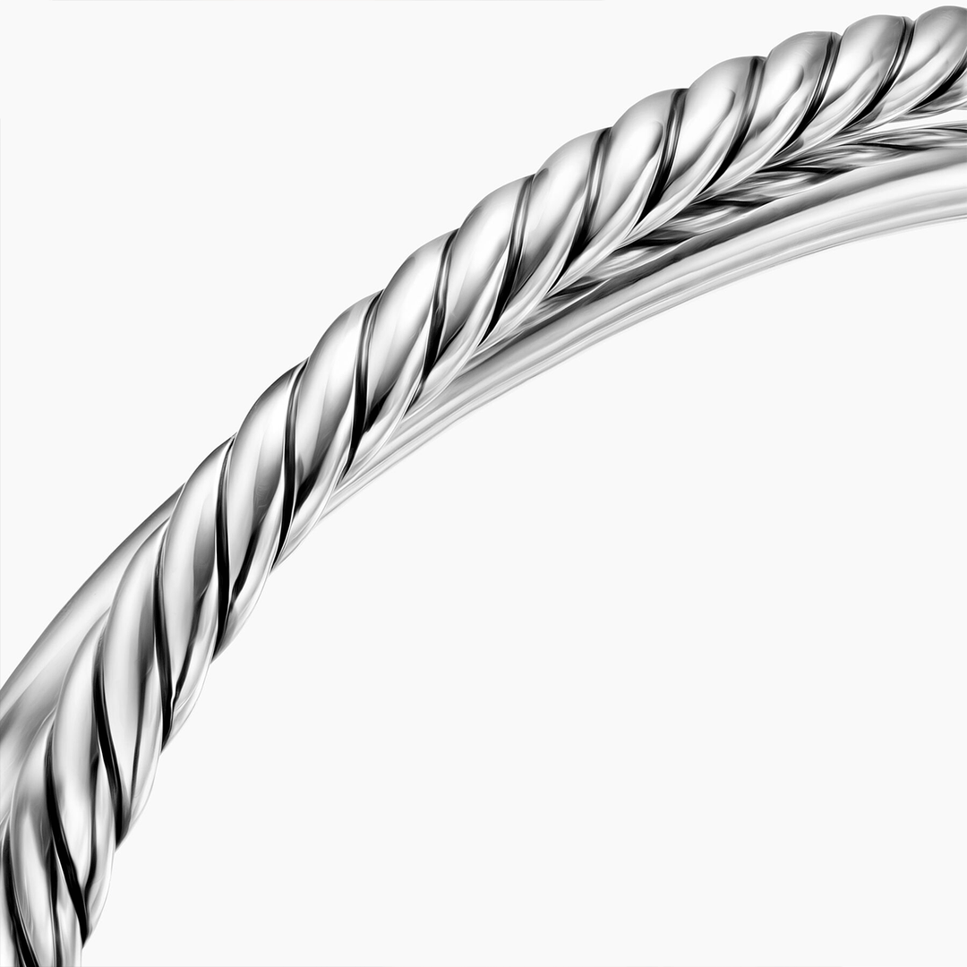 David Yurman Crossover Two Row Cuff Bracelet Sterling Silver, 10.7mm