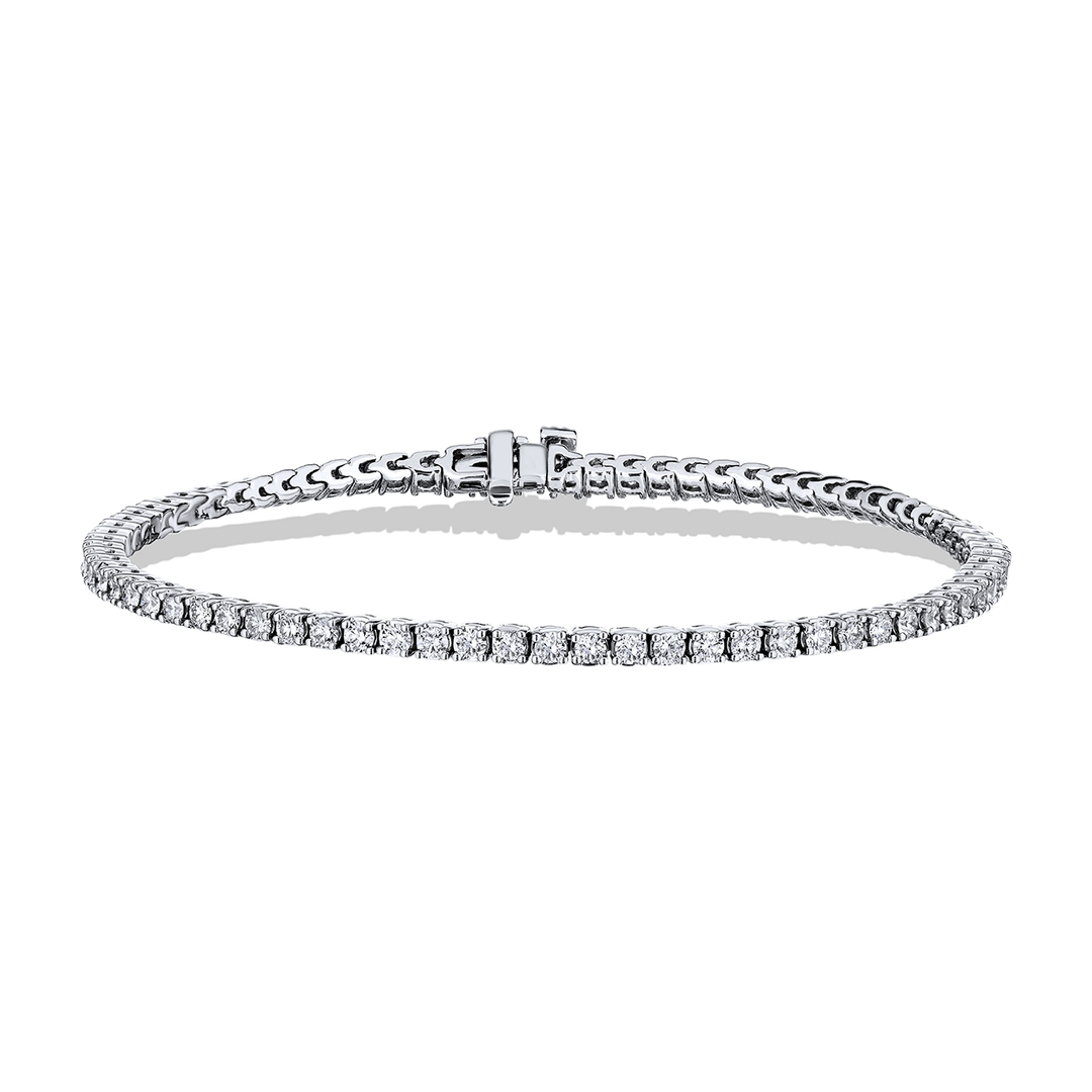 18k White Gold and 2.11 Total Weight Diamond Line Bracelet