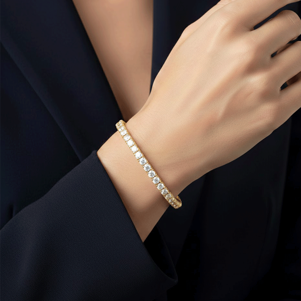 18k Yellow Gold and Diamond 4.75 Total Weight Stretch Bracelet