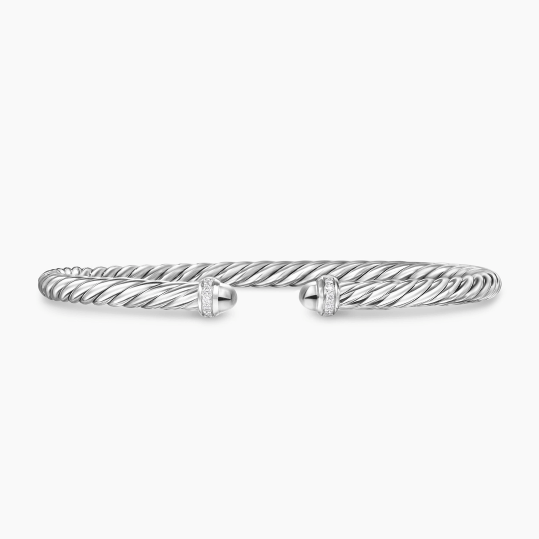 David Yurman Cablespira Flex Bracelet Sterling Silver with Diamonds, 4mm