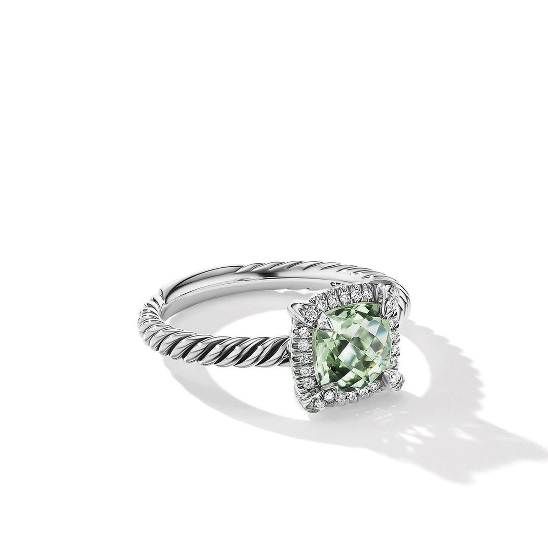 David Yurman Petite Chatelaine Pavé Bezel Ring with Prasiolite and Diamonds