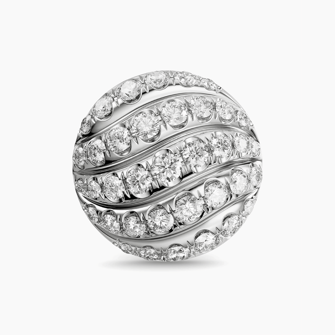 David Yurman Sculpted Cable Stud Earrings Sterling Silver with Diamonds, 9mm