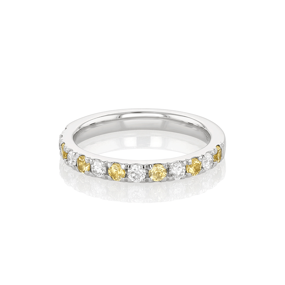 Hamilton Lisette Collection Platinum and 0.40 Total Weight Yellow Sapphire Diamond Half Way Band
