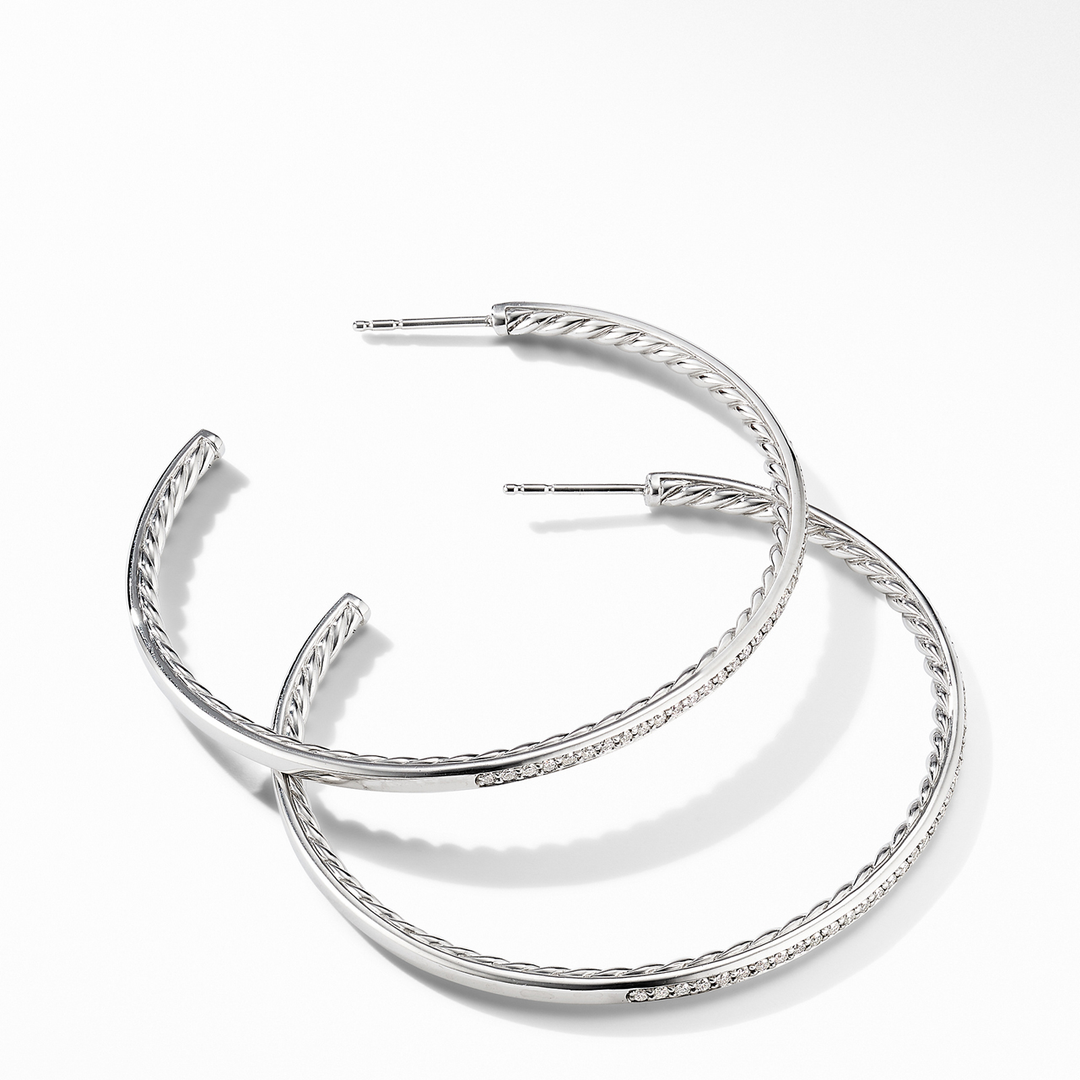 David Yurman Large Hoop Earrings with Pavé Diamonds