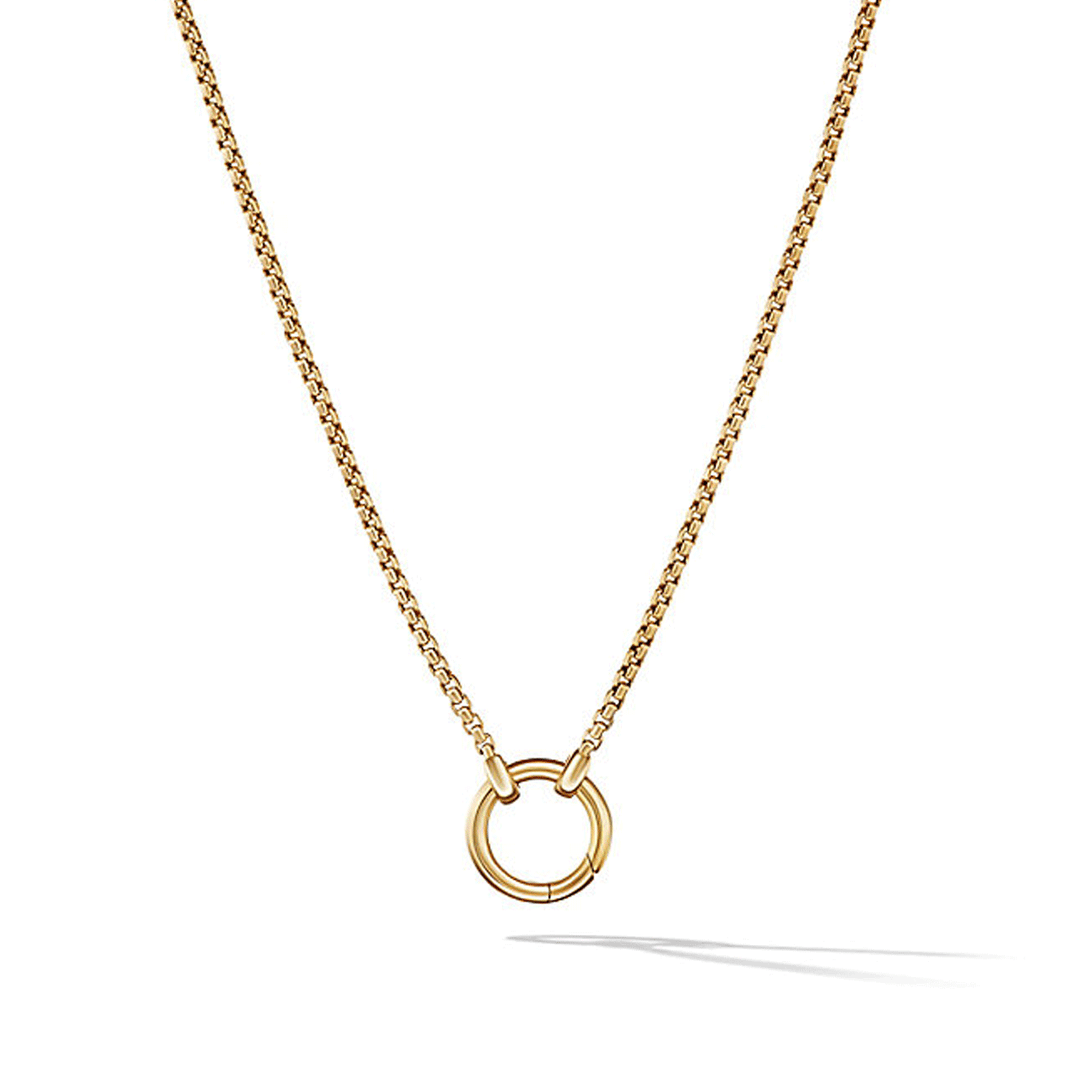 David Yurman Smooth Amulet Vehicle Box Chain Necklace 18k Yellow Gold, 1.75mm