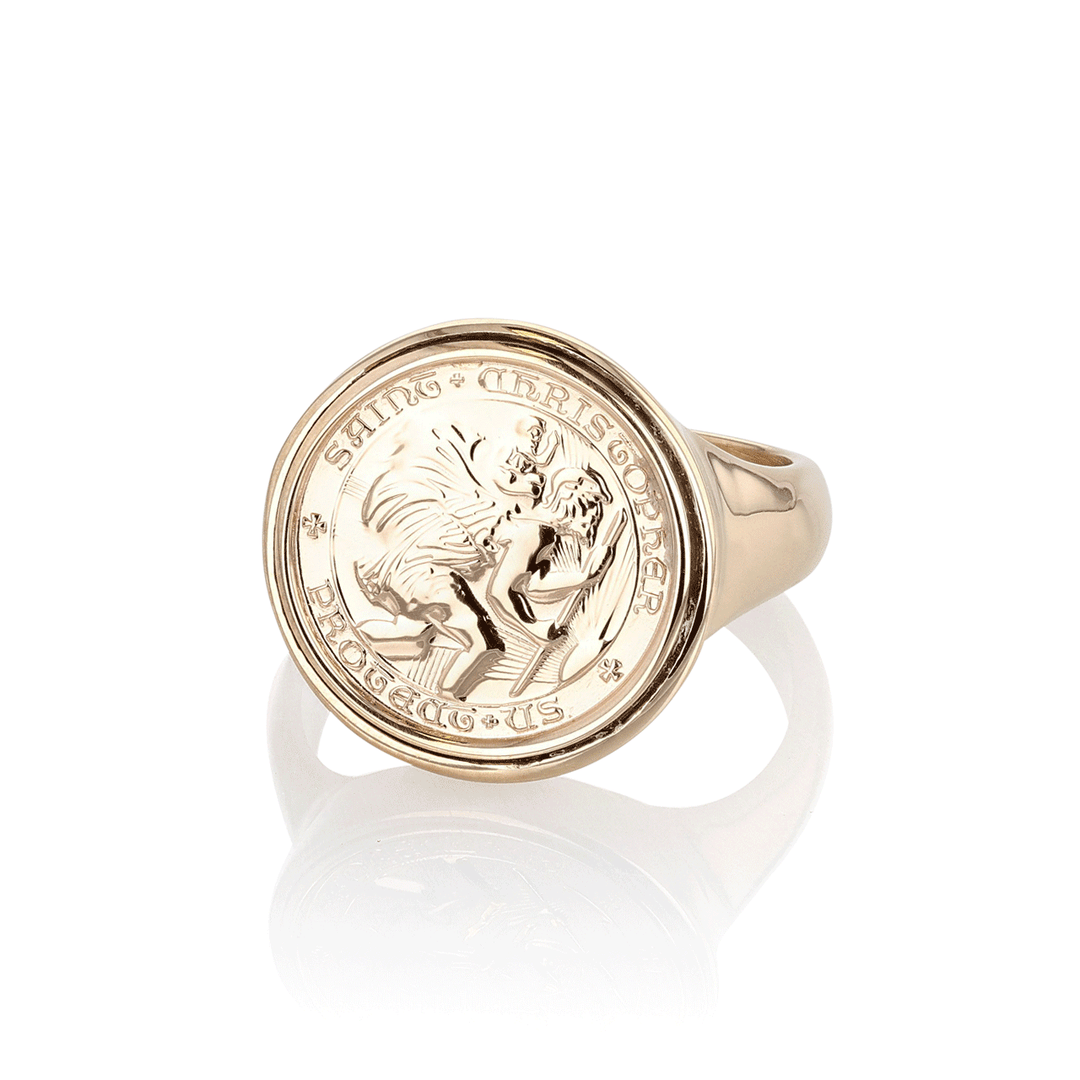 St. Christopher 14k Yellow Gold Ring