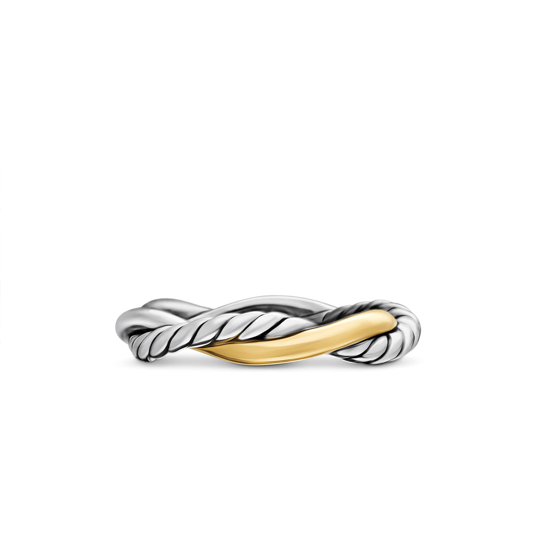David Yurman Petite Infinity Band Ring Sterling Silver with 14k Yellow Gold, 4mm