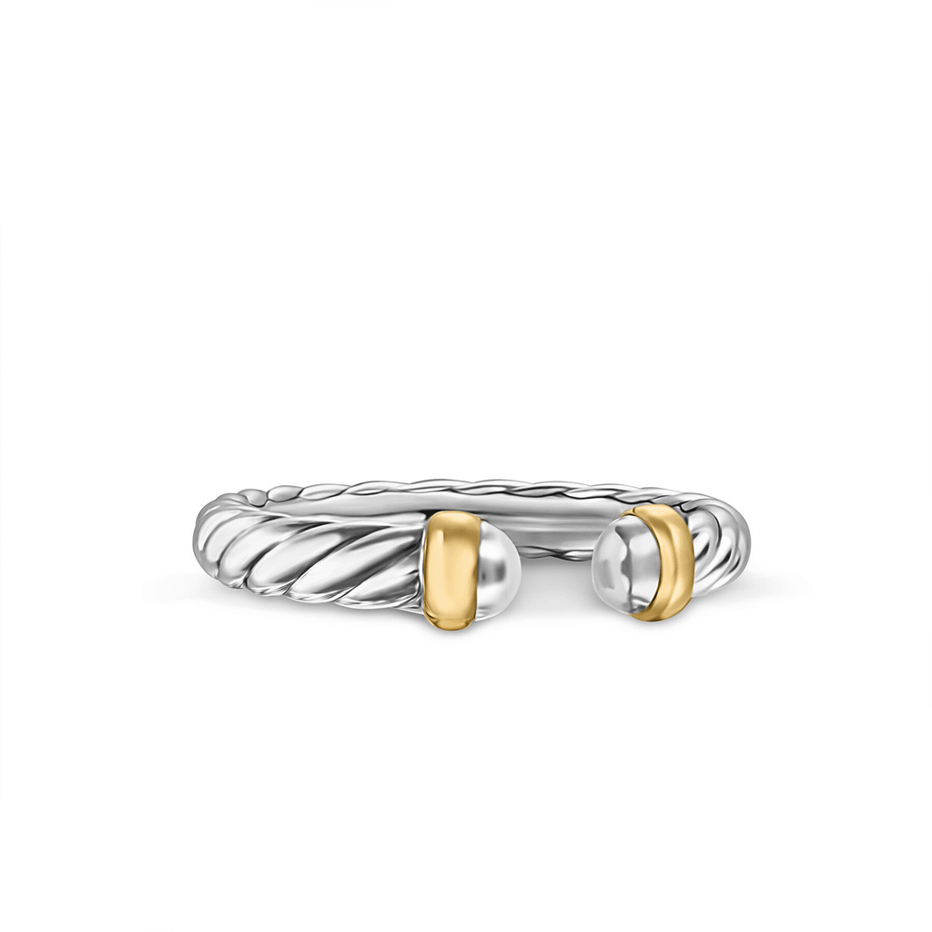 David Yurman Petite Cable Ring Sterling Silver with 14k Yellow Gold, 3.4mm