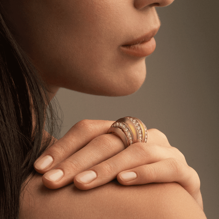 Giorgio B 18k Rose Gold and Diamond Palma 3 Row Ring