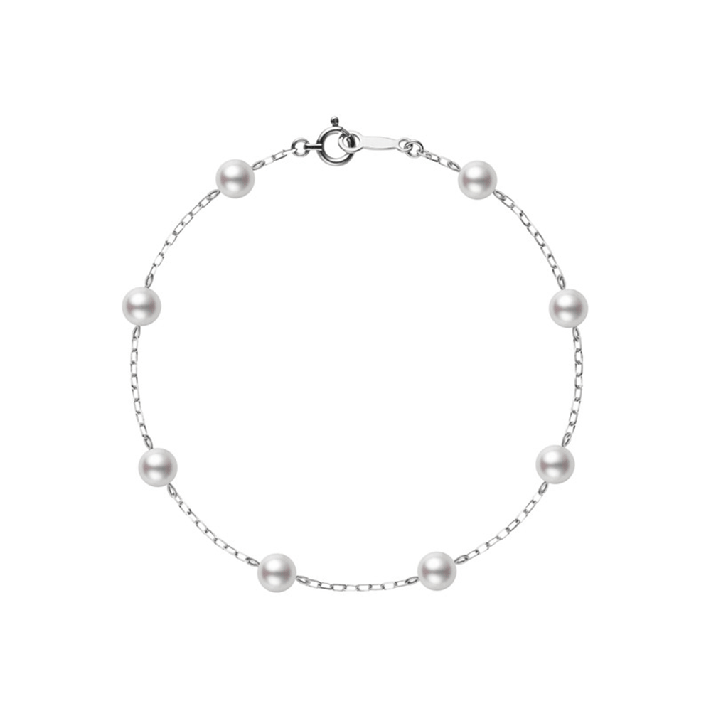 Mikimoto 18k White Gold Akoya Pearl Chain Bracelet