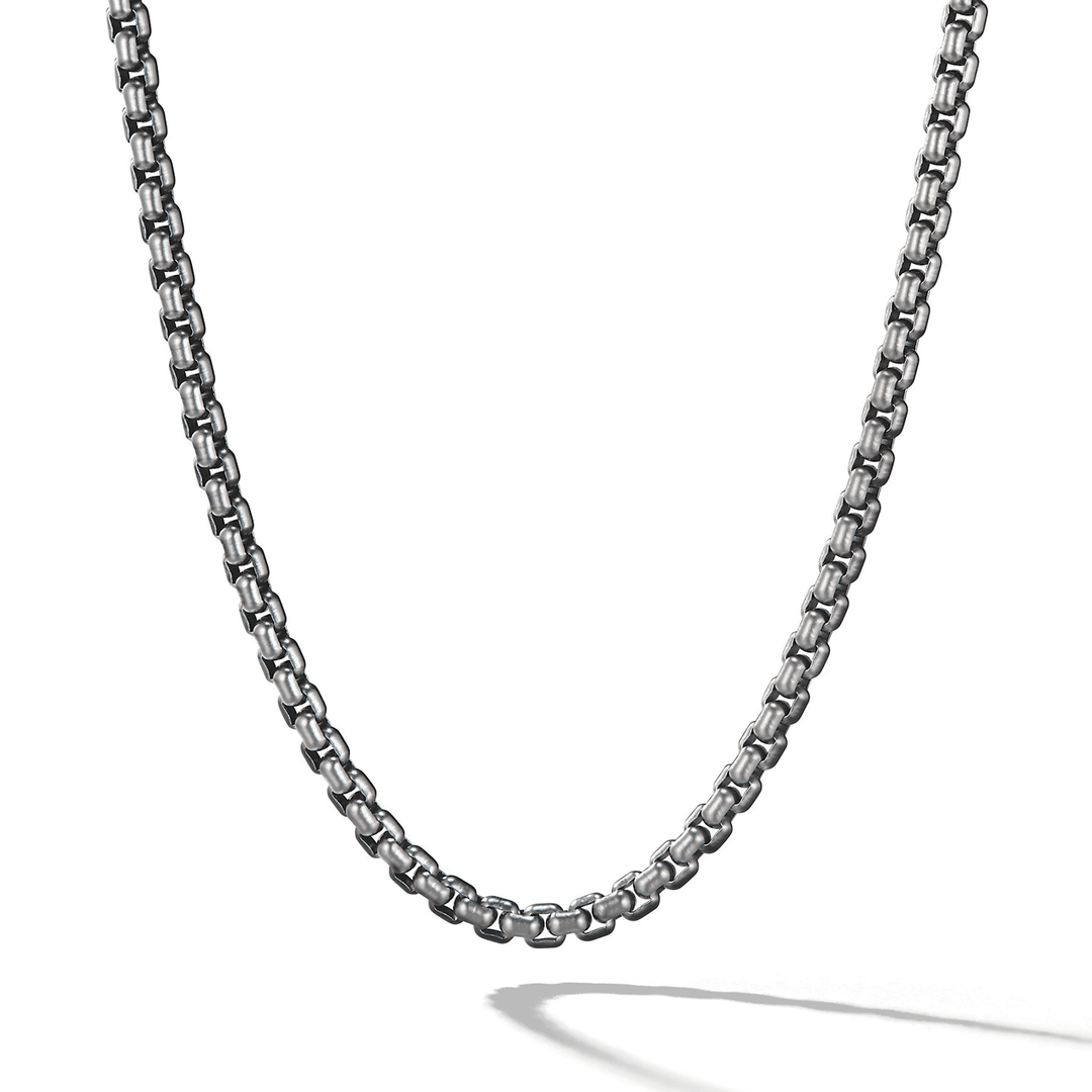 David Yurman Box Chain Necklace Darkened Stainless Steel, 4mm