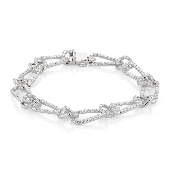 18k White Gold and 4.35 Total Weight Diamond Link Bracelet