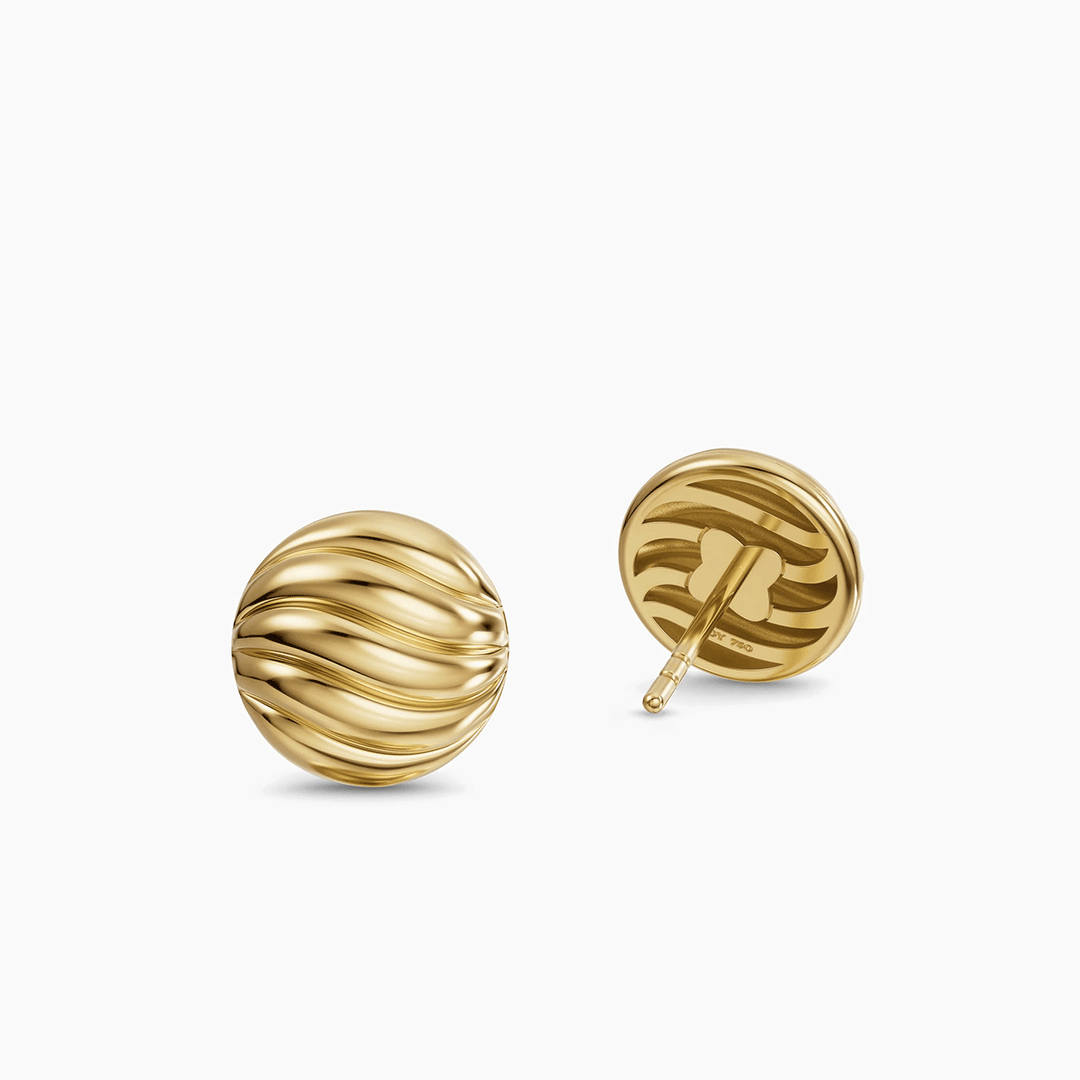 David Yurman Sculpted Cable Stud Earrings 18K Yellow Gold, 9mm