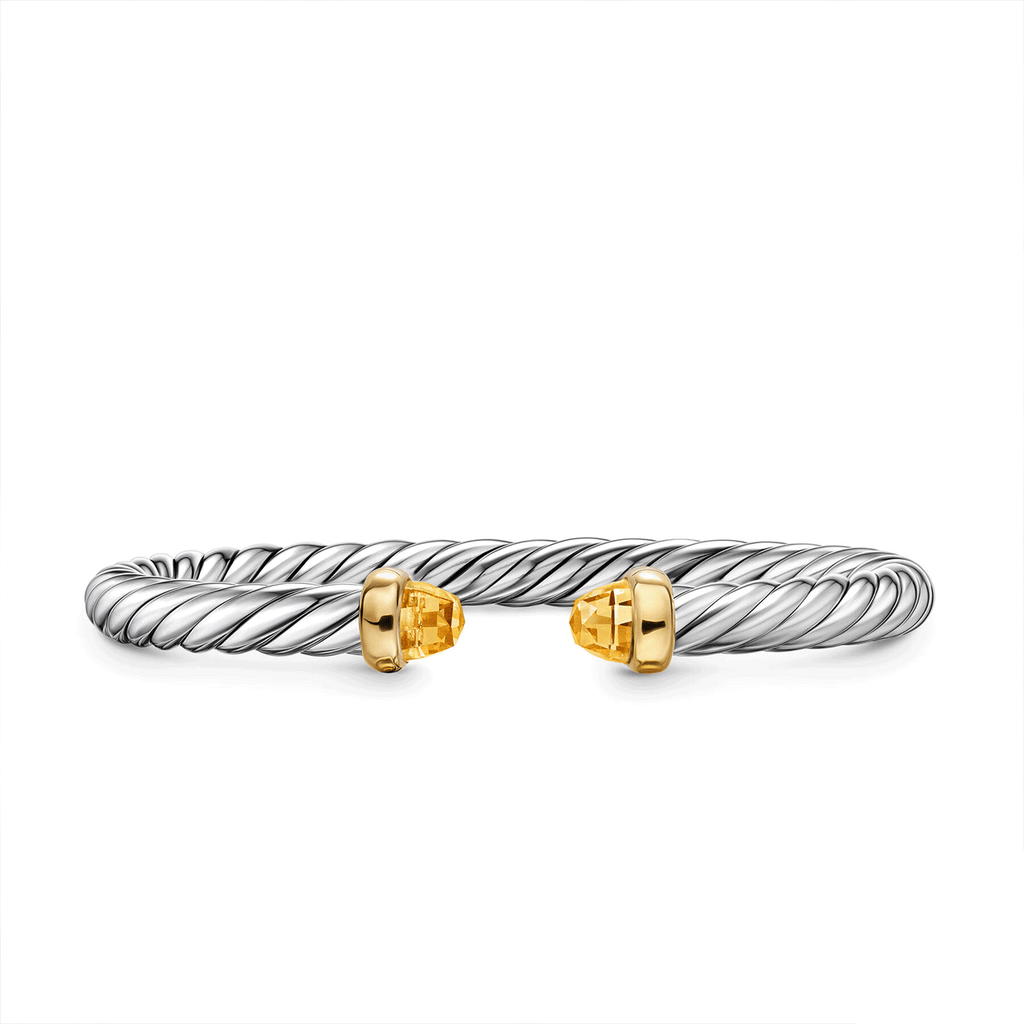 David Yurman Cable Flex® Bracelet Sterling Silver with 14K Yellow Gold and Citrines 6mm Medium