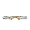 David Yurman Cable Flex® Bracelet Sterling Silver with 14K Yellow Gold and Citrines 6mm Medium