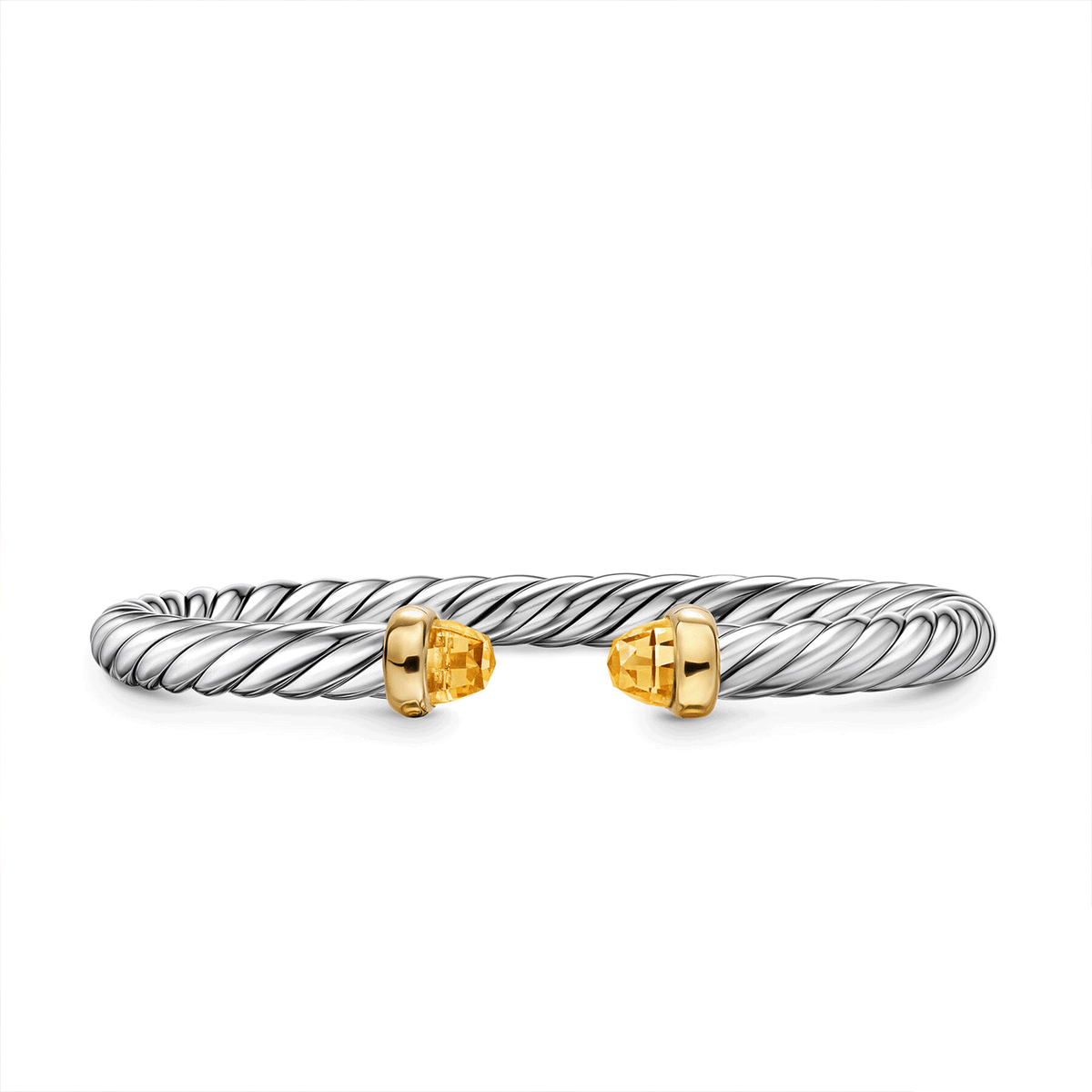 David Yurman Cable Flex® Bracelet Sterling Silver with 14K Yellow Gold and Citrines 6mm Medium