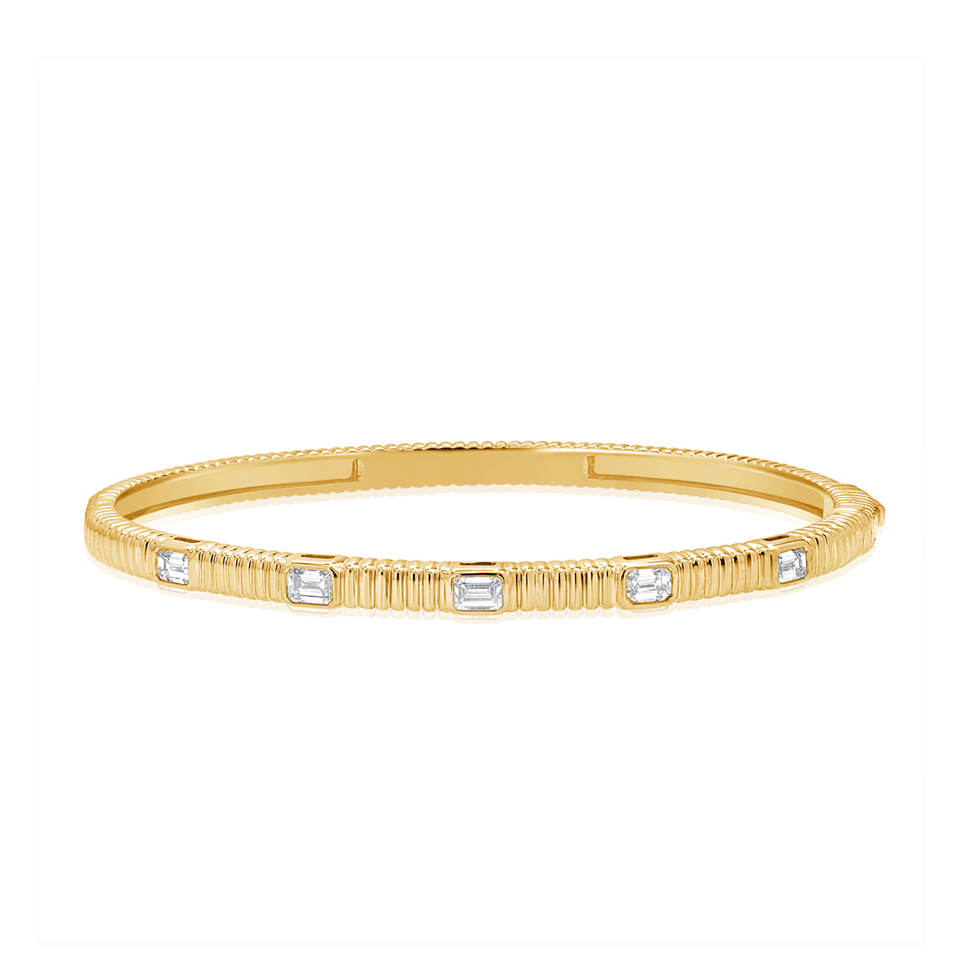 14k Gold and Mix Cut Diamonds .92 Total Weight Bangle