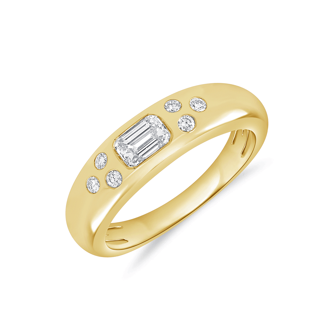 14k Yellow Gold and 0.53 Total Weight Diamond Flush Set Band