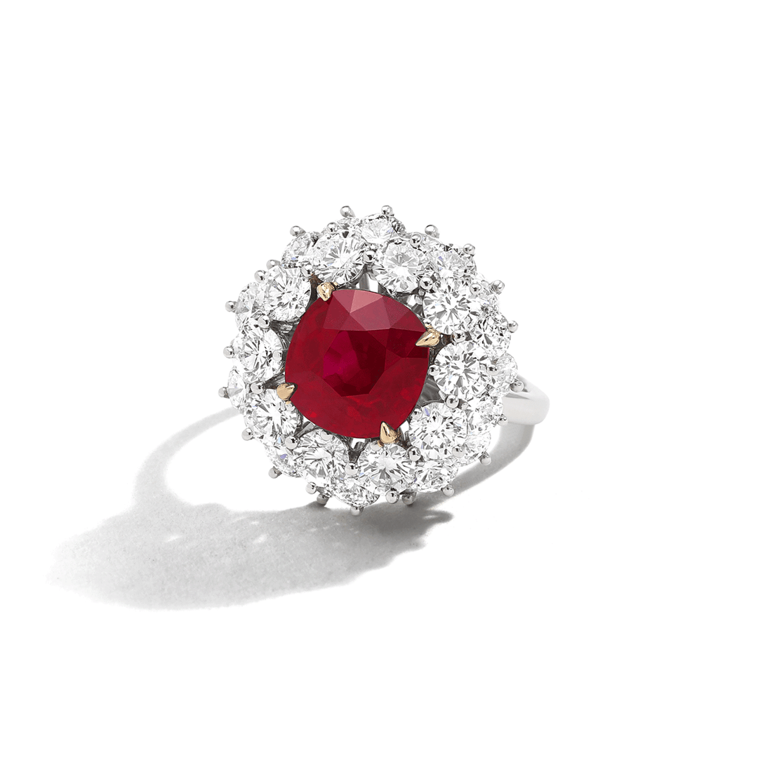 Private Reserve Ruby 4.17 Total Weight and Diamond Ring