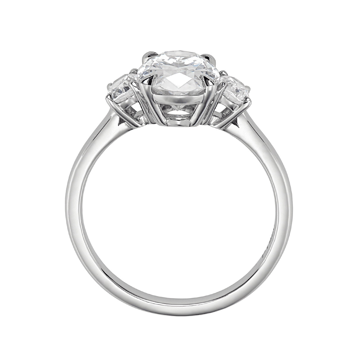 Platinum and 1.50 Total Weight Oval Diamond Three Stone Ring