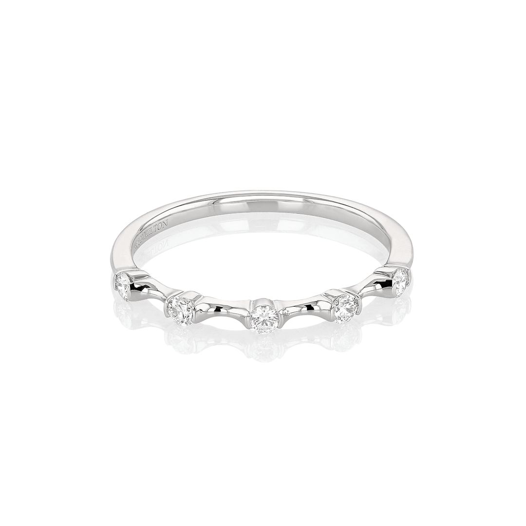 Wave 18k White Gold Single Row Diamond .15 Total Weight Ring