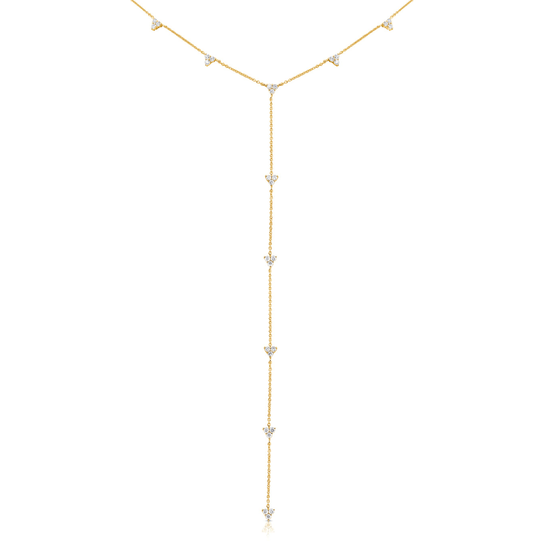14k Yellow Gold and Diamond .77 Total Weight Y Necklace