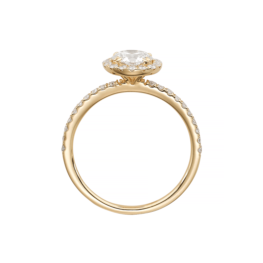 Hamilton Lisette Collection 18k Yellow Gold and 0.30 Total Weight Diamond Halo Mounting Ring