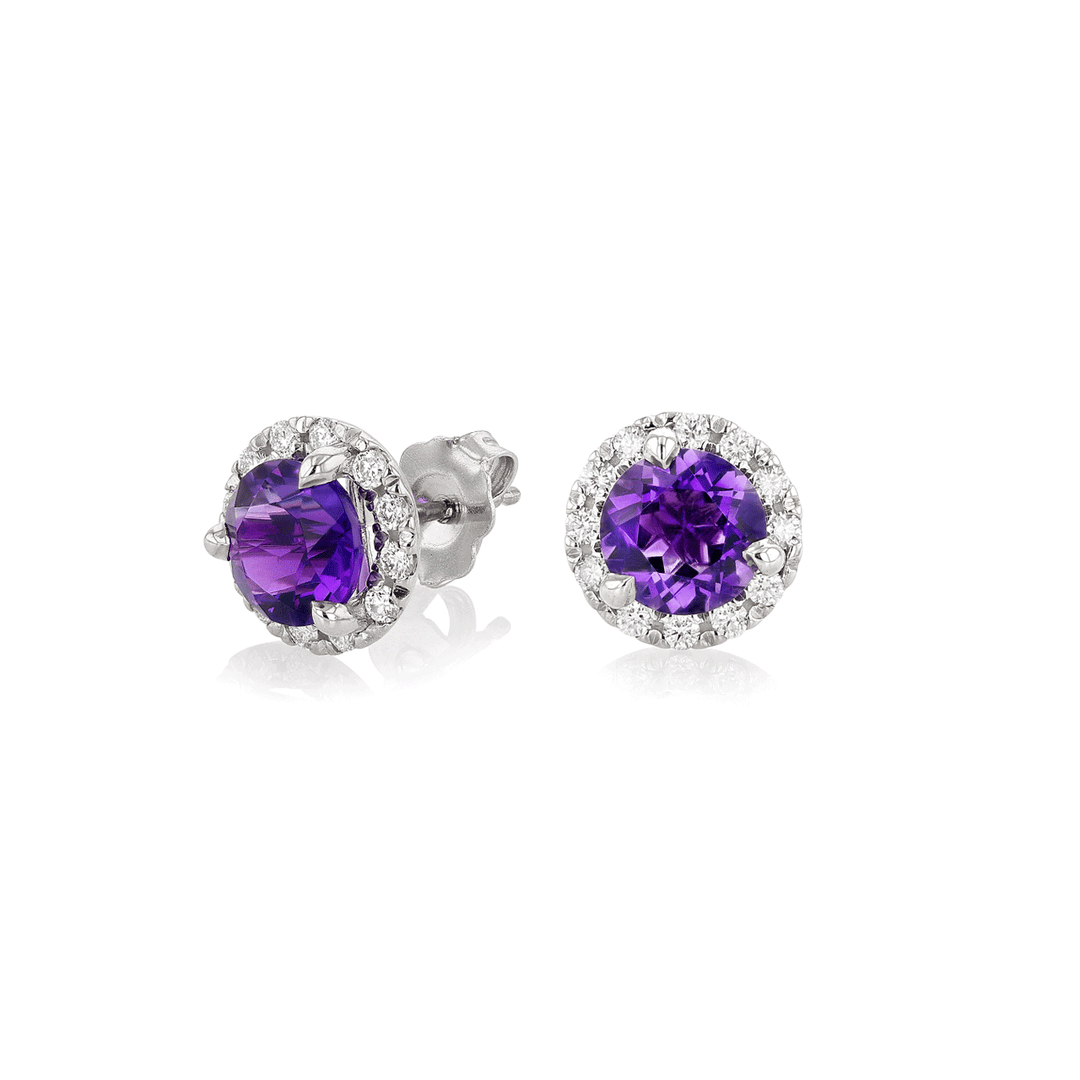 Hamilton Lisette Collection 14k White Gold and 2.02 Total Weight Amethyst Diamond Studs