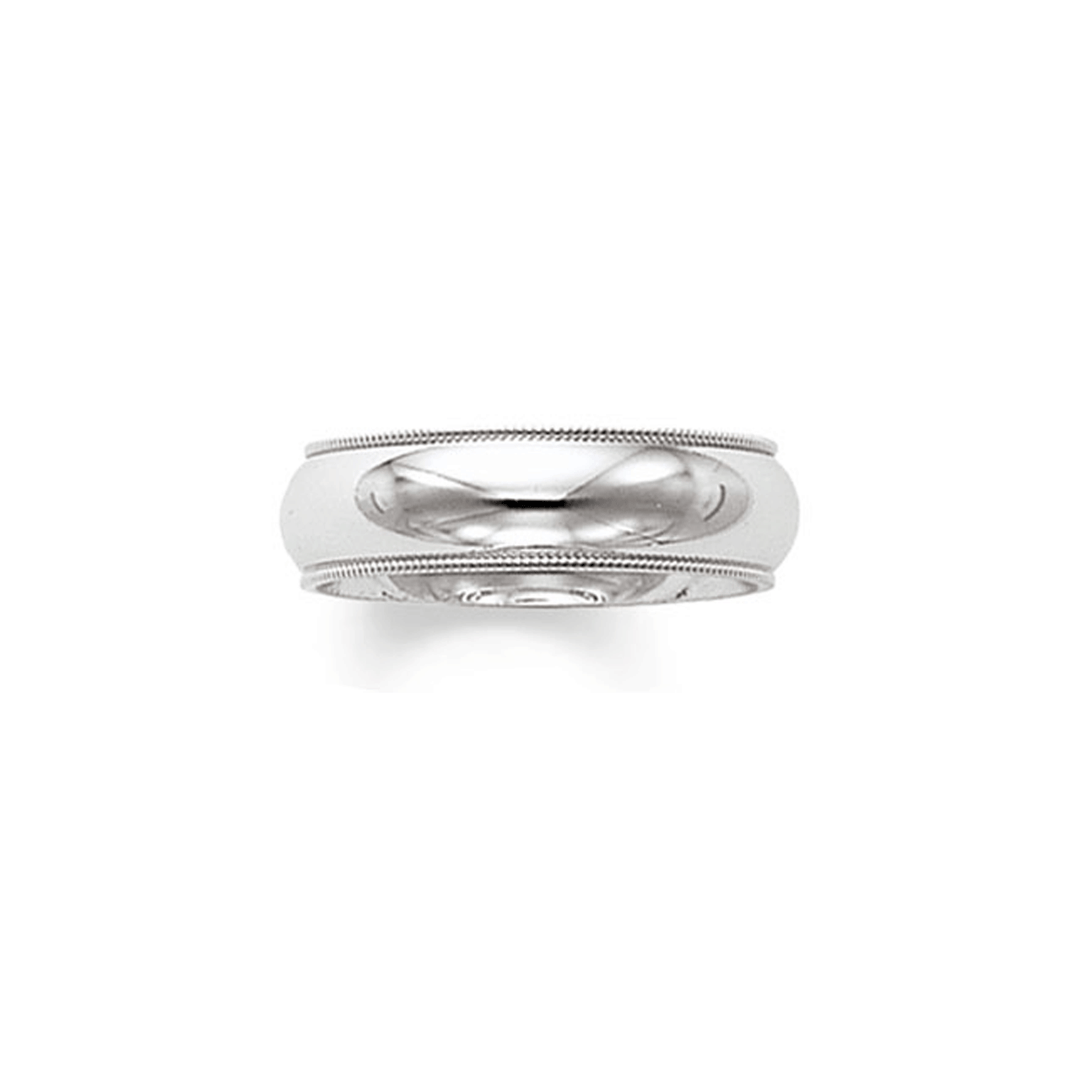 14k White Gold 6mm Milgrain Comfort Fit Wedding Band