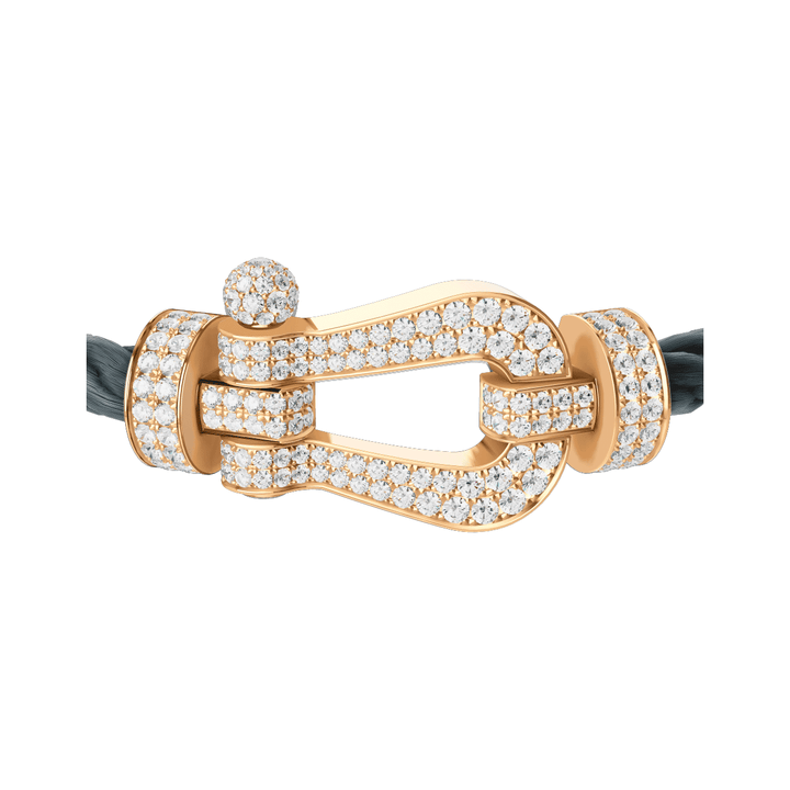 FRED Force 10 Storm Grey Cable with 18k Yellow Gold Extra LG Full Pave Diamond Buckle, Exclusively at Hamilton Jewelers