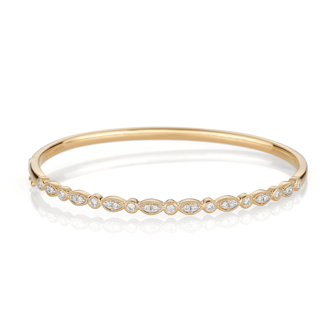 Heritage 18k Yellow Gold and .52 Total Weight Diamond Bangle Bracelet