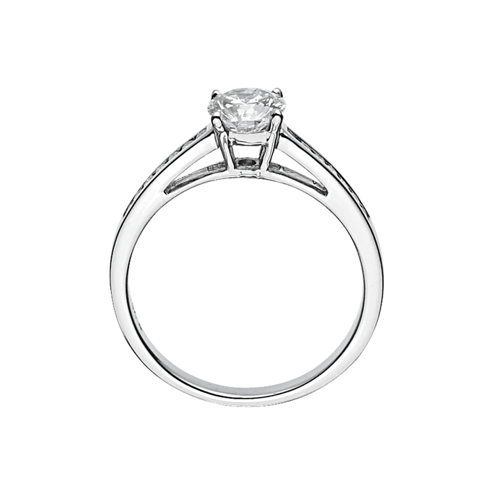 Hamilton Duet Collection 18k White Gold and 0.15 Total Weight Diamond Channel Set Mounting Ring