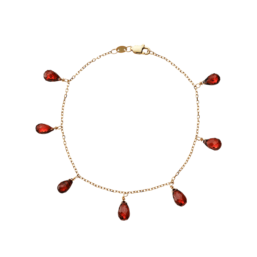 Calypso 14k Gold Garnet Drop Bracelet