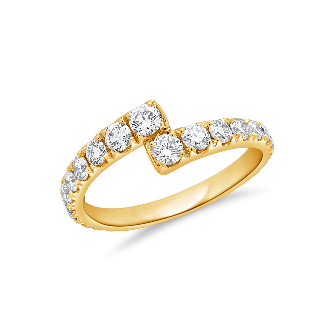 14k Yellow Gold Bypass Diamond .59 Total Weight Ring