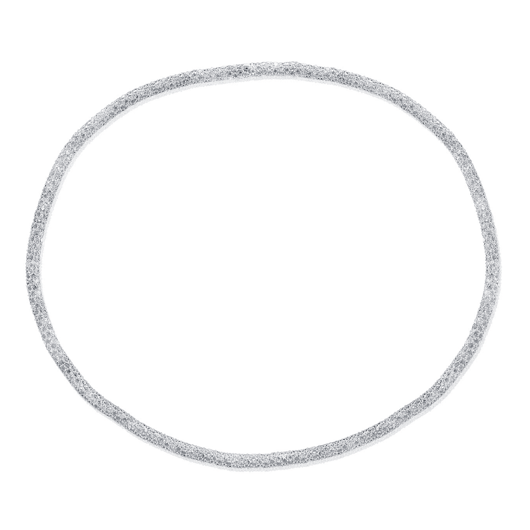 14k White Gold and Diamond 24.26 Total Weight 16 Inch Necklace