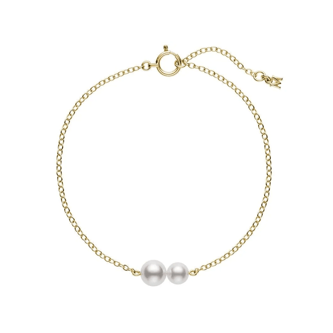 Mikimoto 18k Yellow Gold Akoya Pearl Station Bracelet