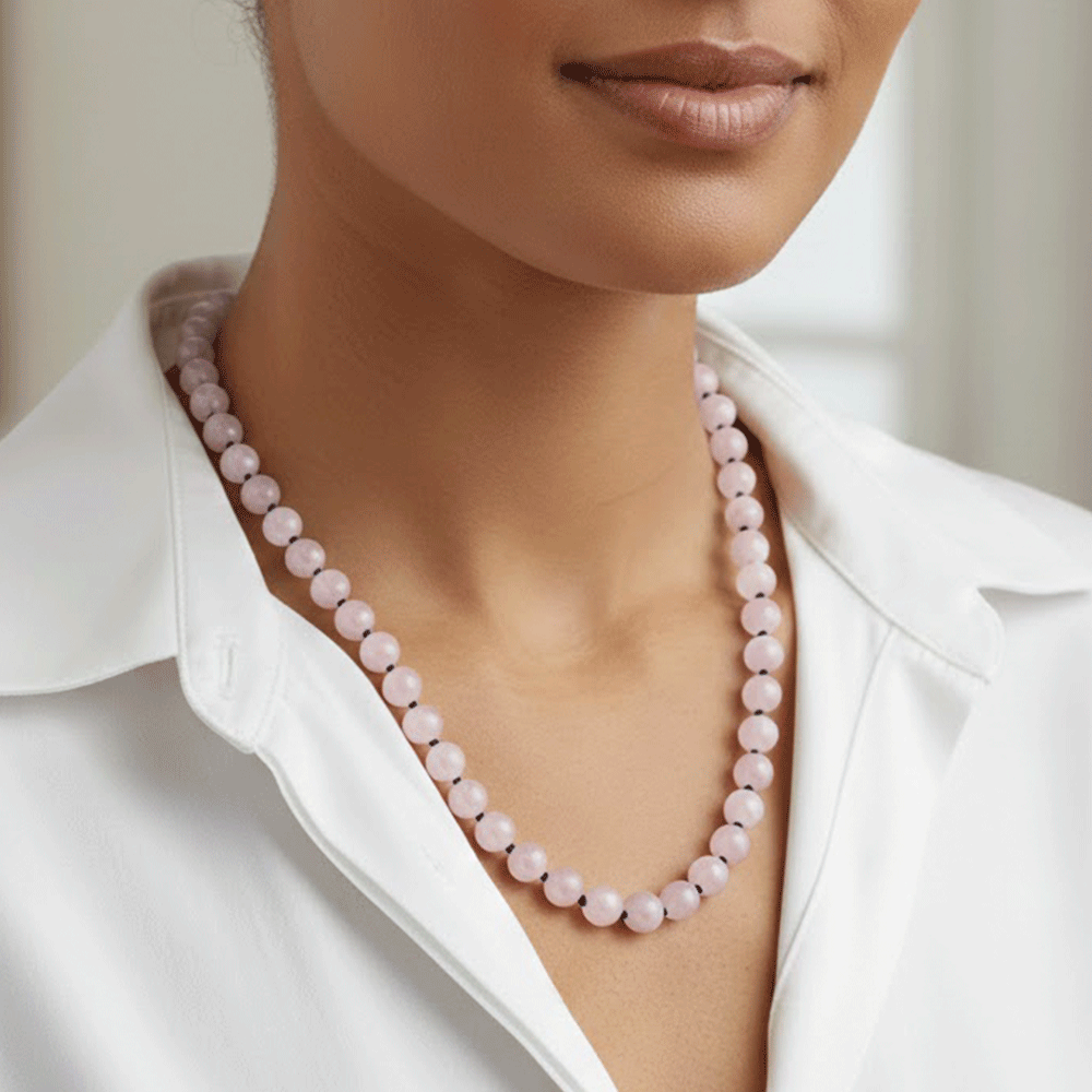 Blue Silk Kunzite Bead 34" Necklace