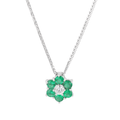 18k White Gold Emerald .63 Total Weight and Diamond Pendant