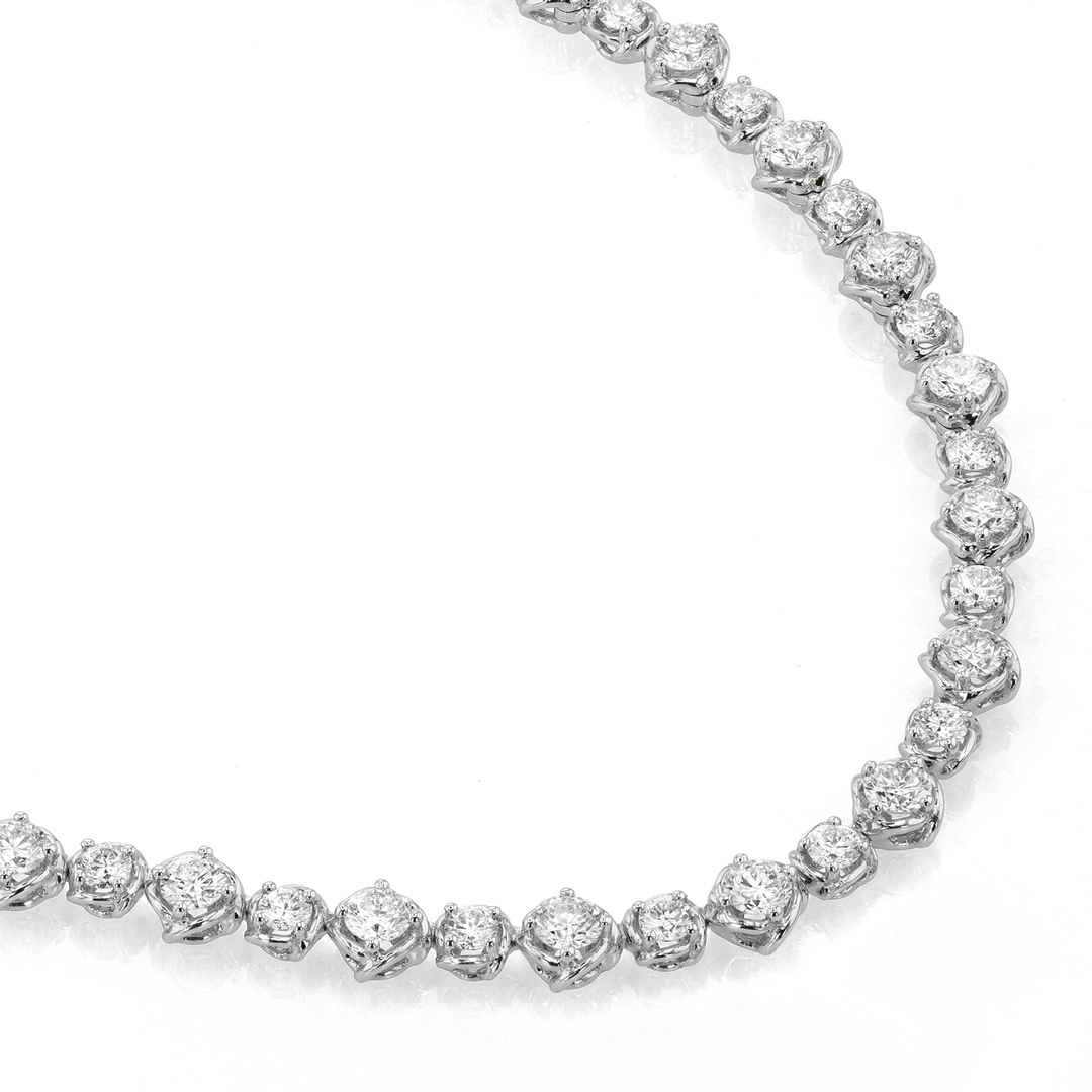 Hamilton Duet Collection 18k White Gold and 8.22 Total Weight Natural Diamond Line Necklace