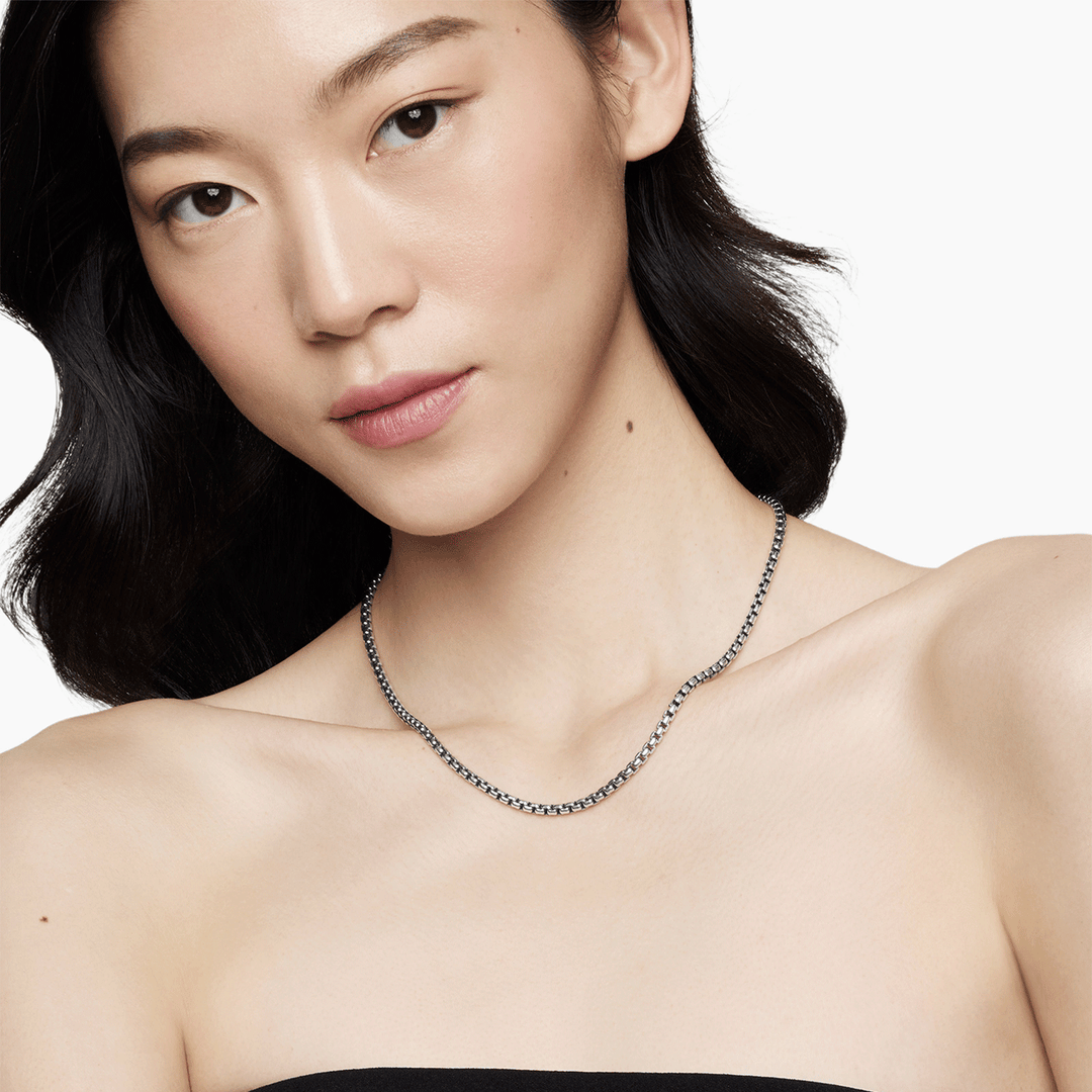 David Yurman Box Chain Necklace Sterling Silver with 14k Yellow Gold Accent, 3.6mm