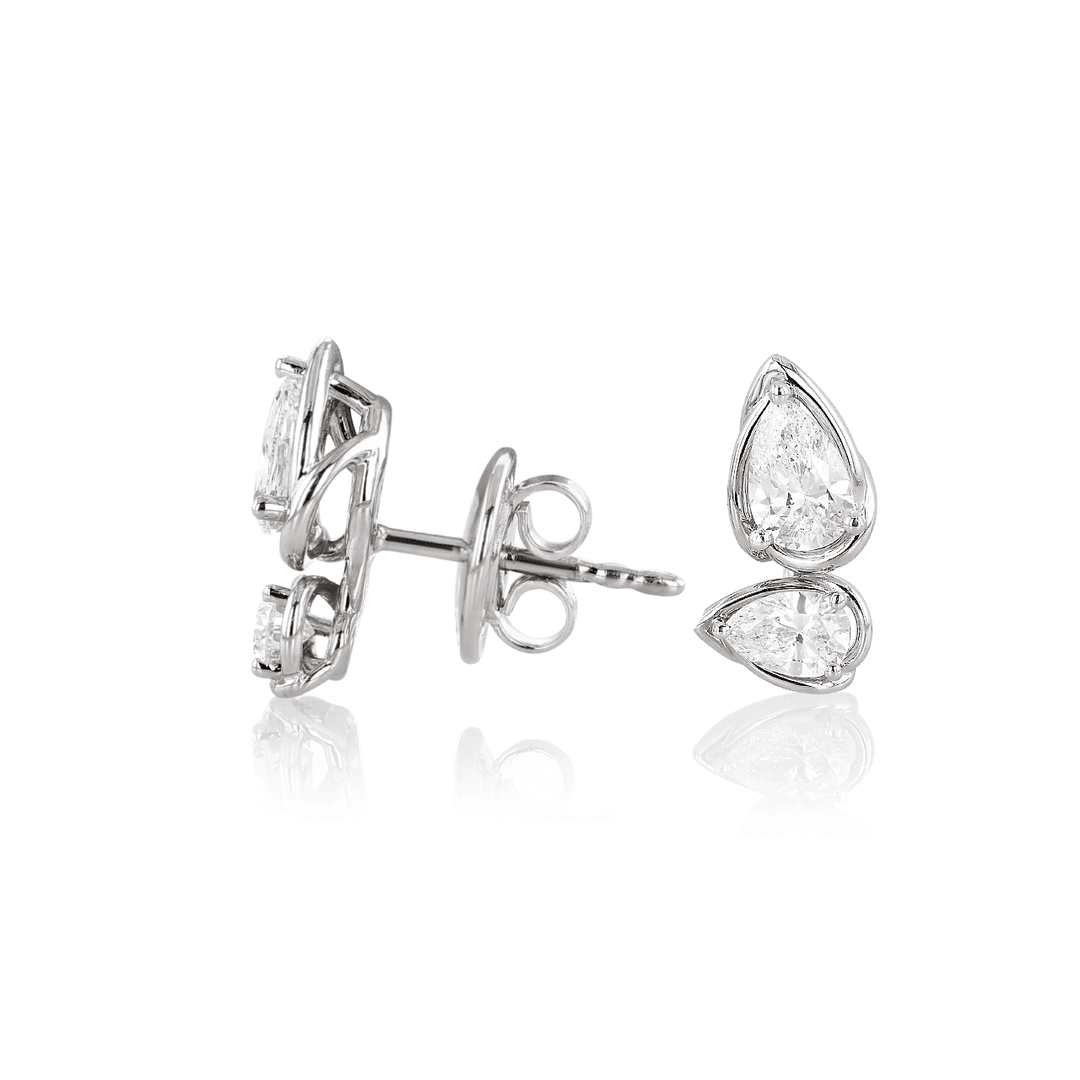 Hamilton Duet 18k White Gold and Pear Shape Diamond 1.20 Total Weight Studs
