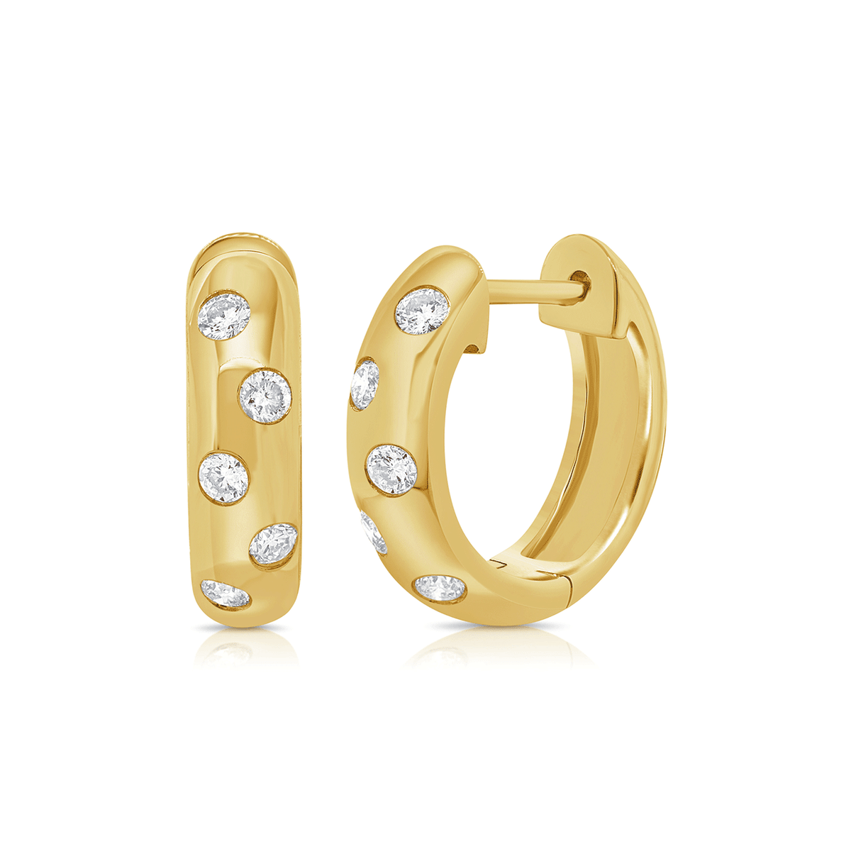 14k Yellow Gold and 0.23 Total Weight Diamond Huggies