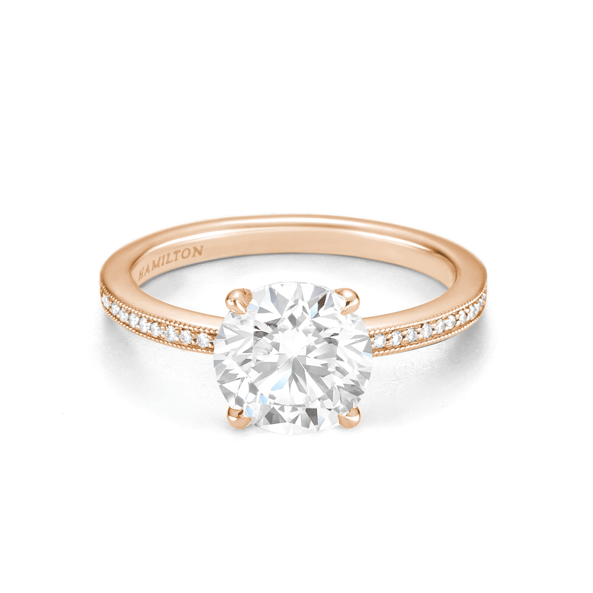 Hamilton 1912 Collection 18k Rose Gold and 0.16 Total Weight  Diamond Engagement Mounting Ring