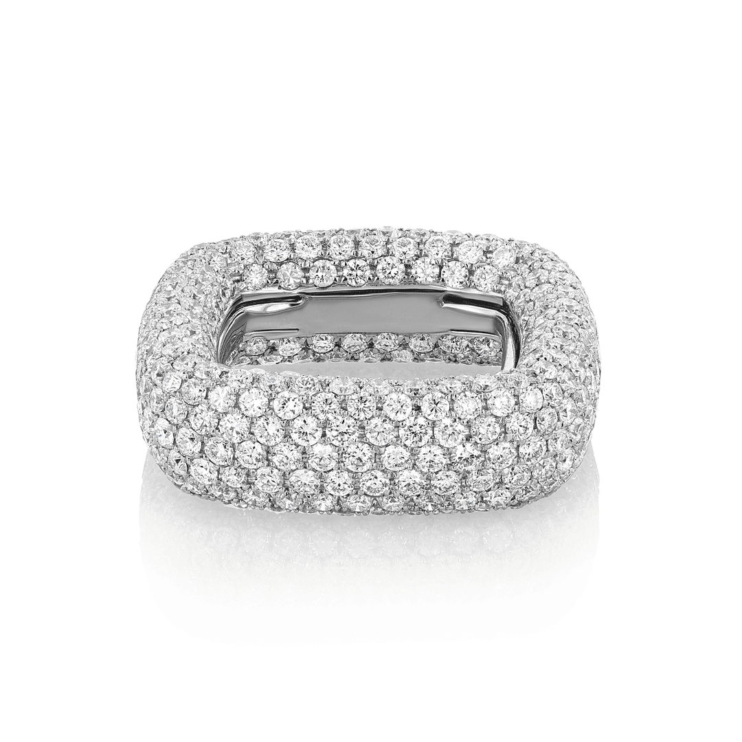 18k White Gold and 7.11 Total Weight Diamond Pave Eternity Band
