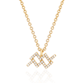 14k Yellow Gold Zodiac Aquarius Diamond Pendant with chain